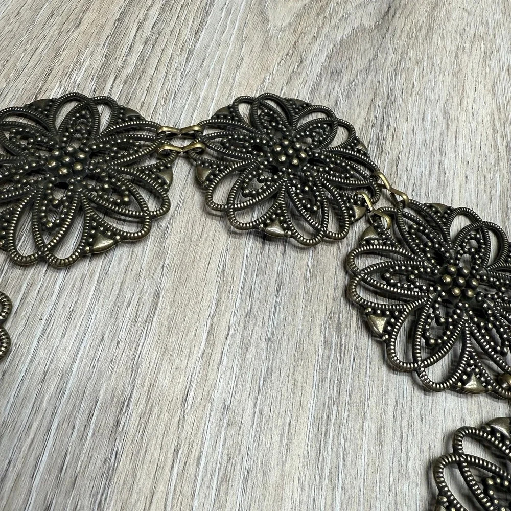 Vintage Medallion Chain Belt Waist Hip Metal Jewelry BOHO Chic 1980s